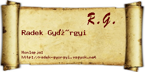 Radek Györgyi névjegykártya